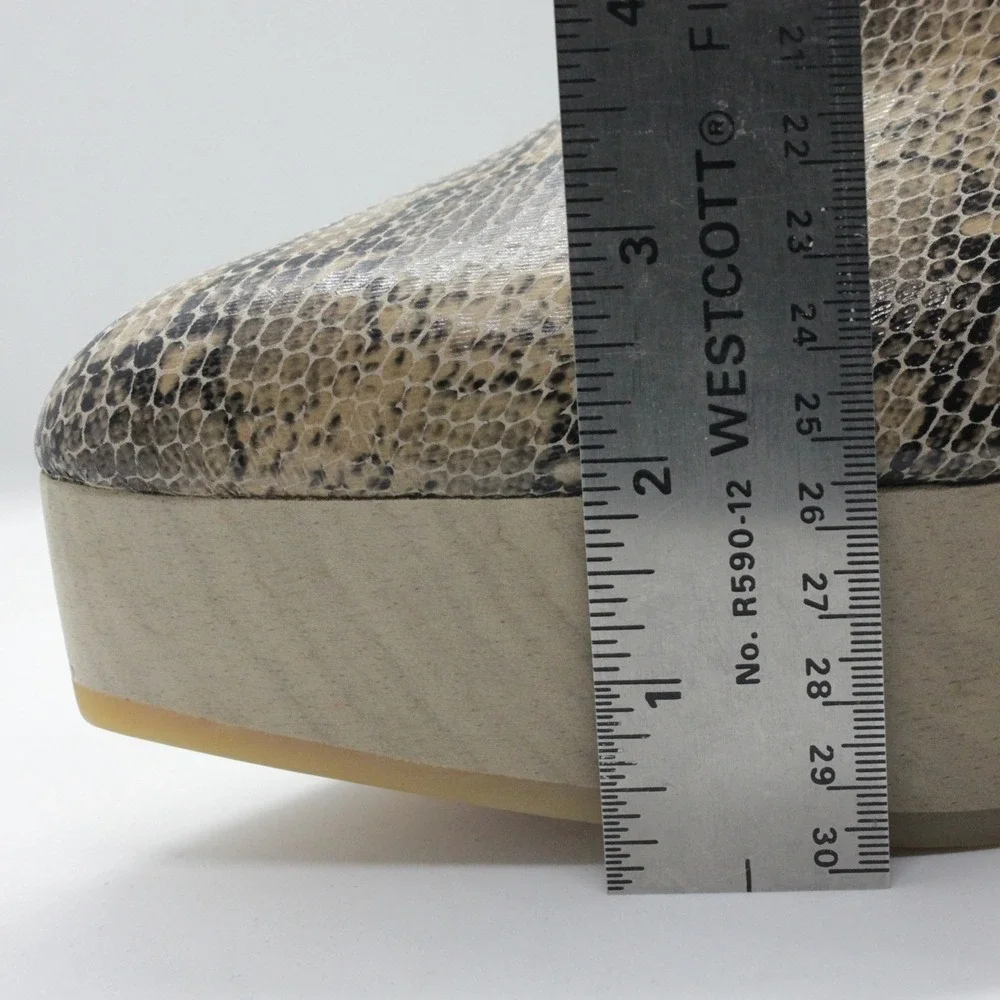 Rachel Comey Snakeskin Embossed Leather Wood Clog Mule Heels Women's 8.5